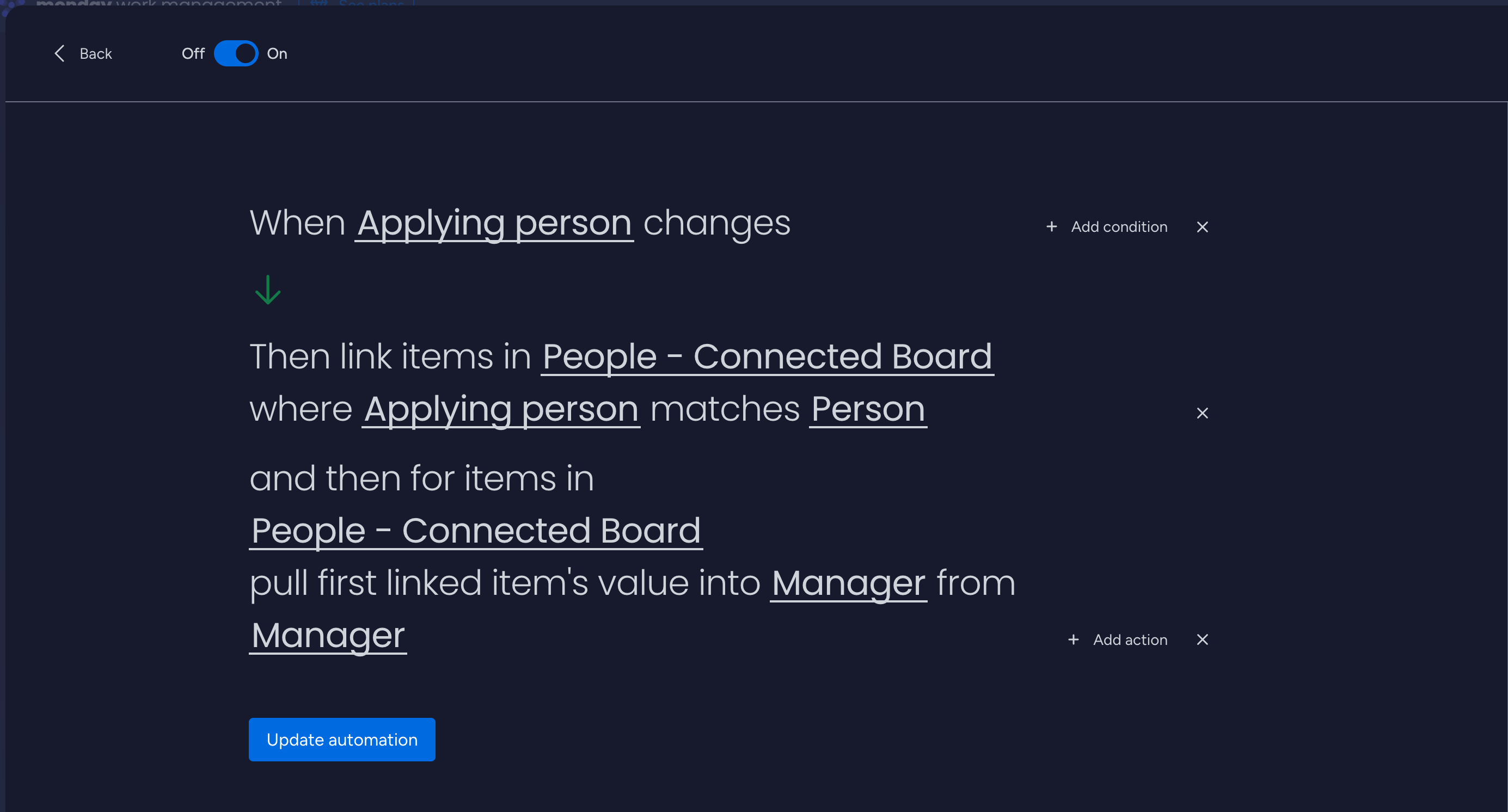 Recipe configuration screenshot